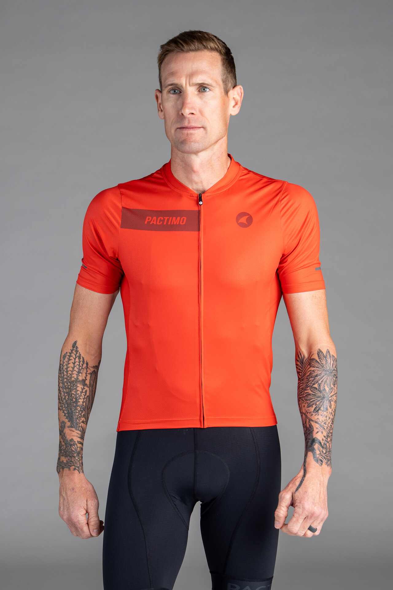 Men's Red Ascent Cycling Jersey - Front View