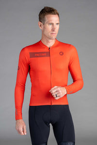 Men's Red Ascent Aero Long Sleeve Cycling Jersey - Front View