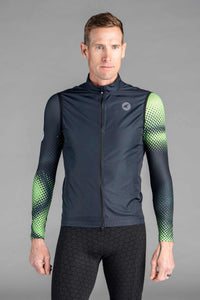 Men's Black Packable Cycling Wind Vest - Front View