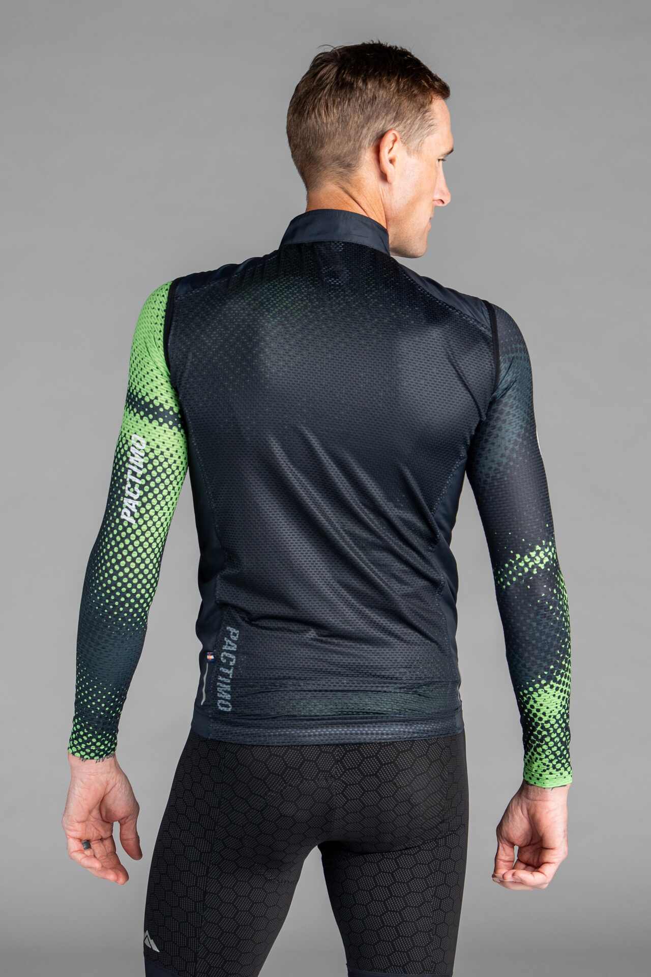 Men's Black Packable Cycling Wind Vest - Back View
