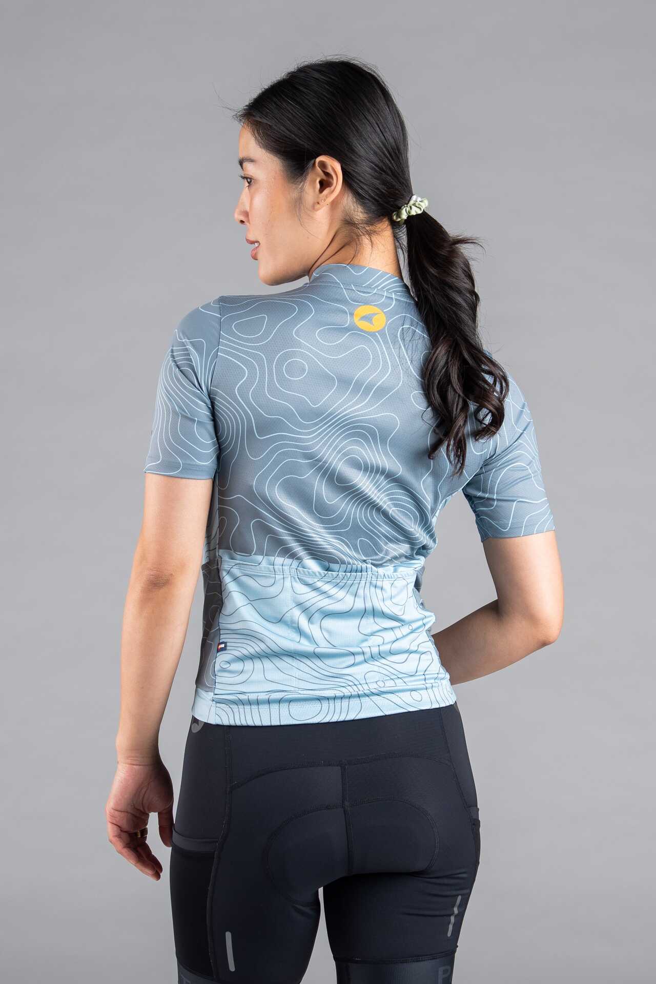 Women's Light Blue Ascent Cargo Cycling Jersey - Back View
