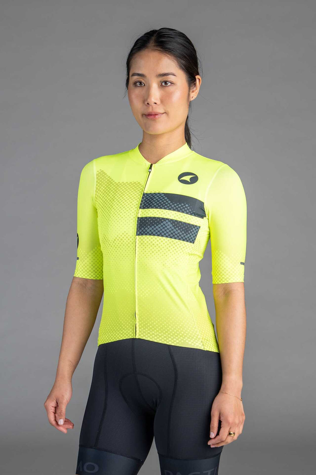 Women's High-Viz Yellow Ascent Aero Cycling Jersey - Front View