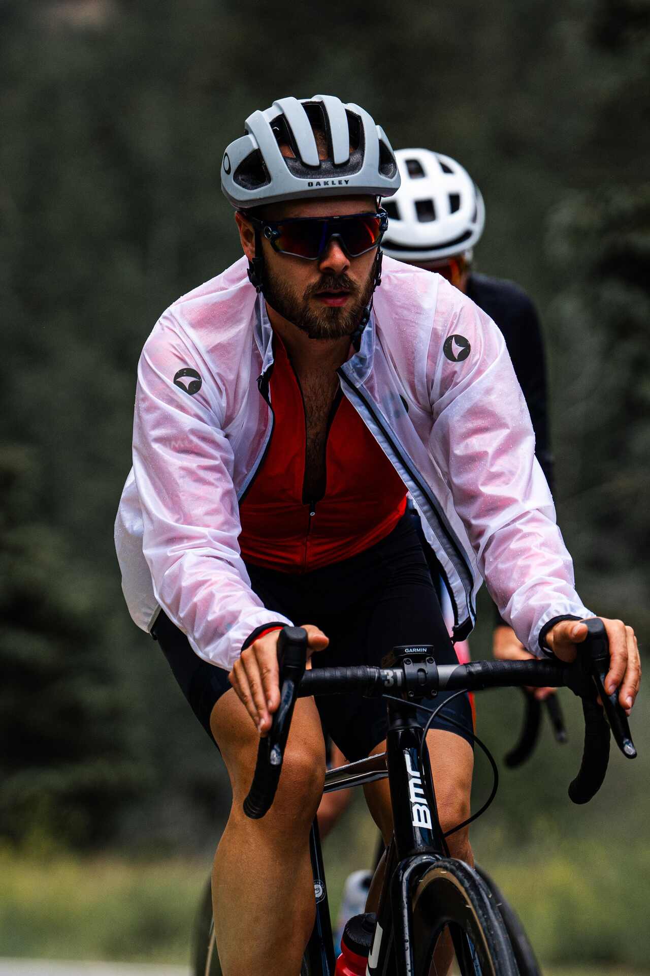 Pactimo Clear Cycling Rain Jacket on Male Cyclist