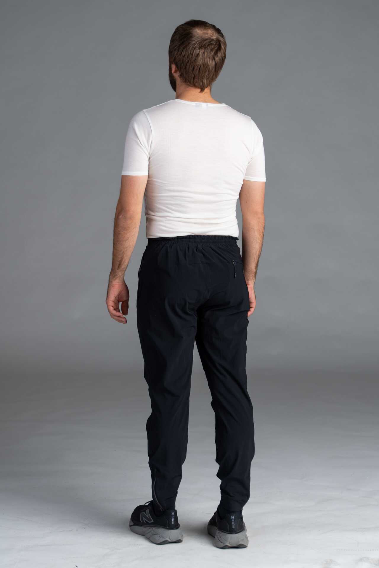 Men's Black Cycling Joggers with Zip Pockets - Back View