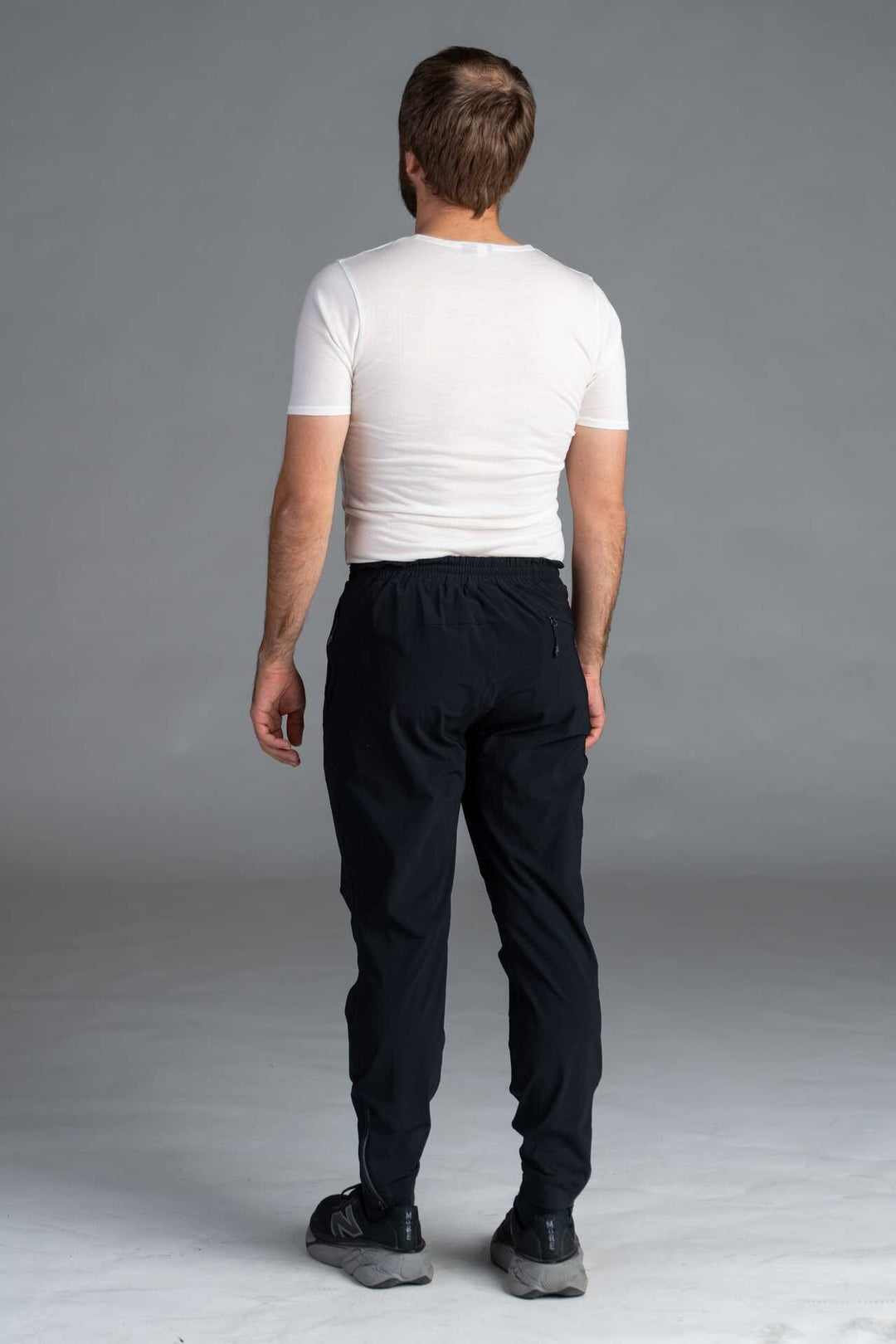 Men's Black Cycling Joggers with Zip Pockets - Back View