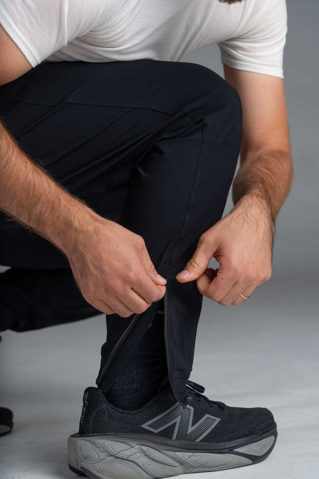 Men's Black Cycling Joggers - Zippered Leg Opening