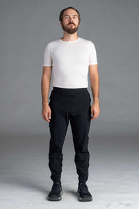 Men's Black Cycling Joggers with Zip Pockets - Front View