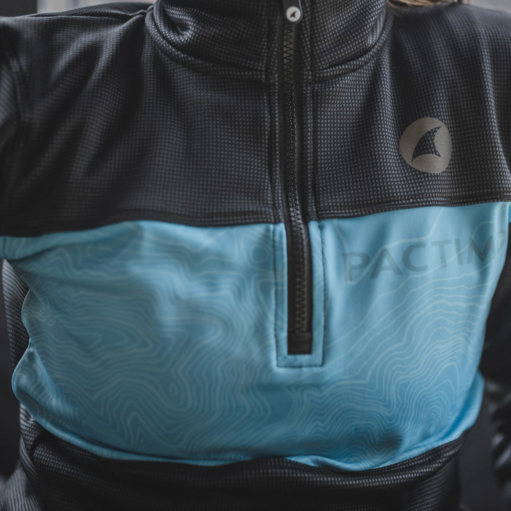 Women's Blue Casual Off-Bike Pullover - Zipper Detail