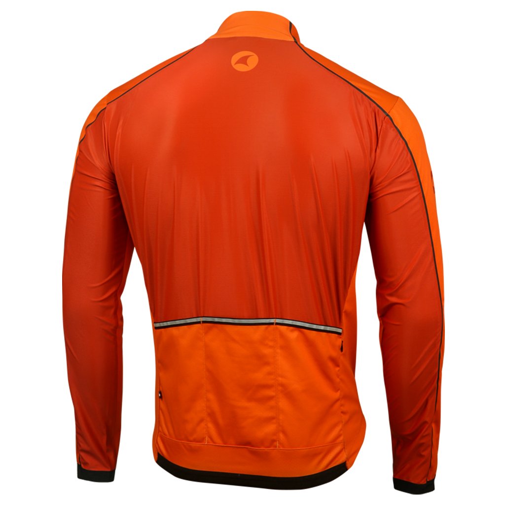 Mens Cycling Jacket for Cool Weather - Back View #color_sunset