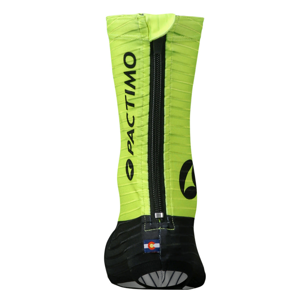 Full Zip Cycling Shoe Covers - Back View #color_manic-yellow