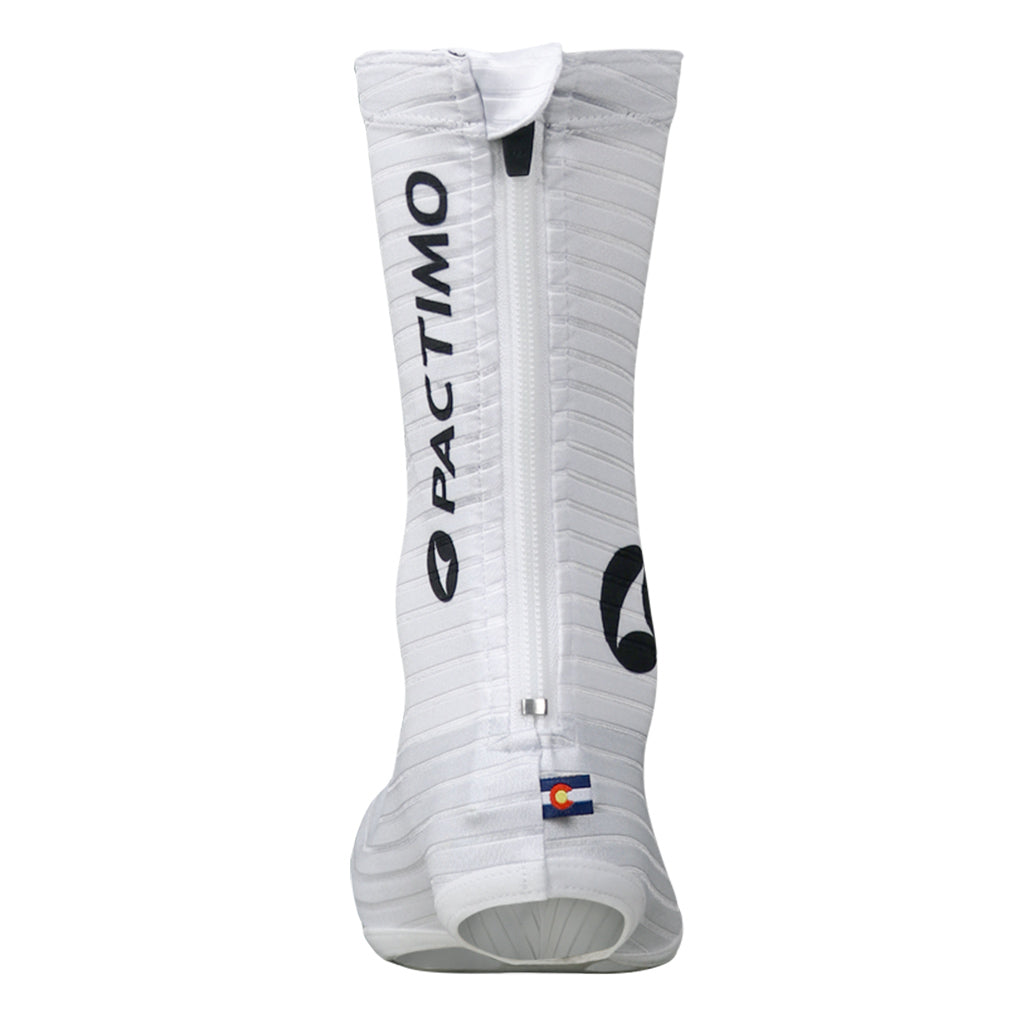 Full Zip Cycling Shoe Covers - Back View #color_white