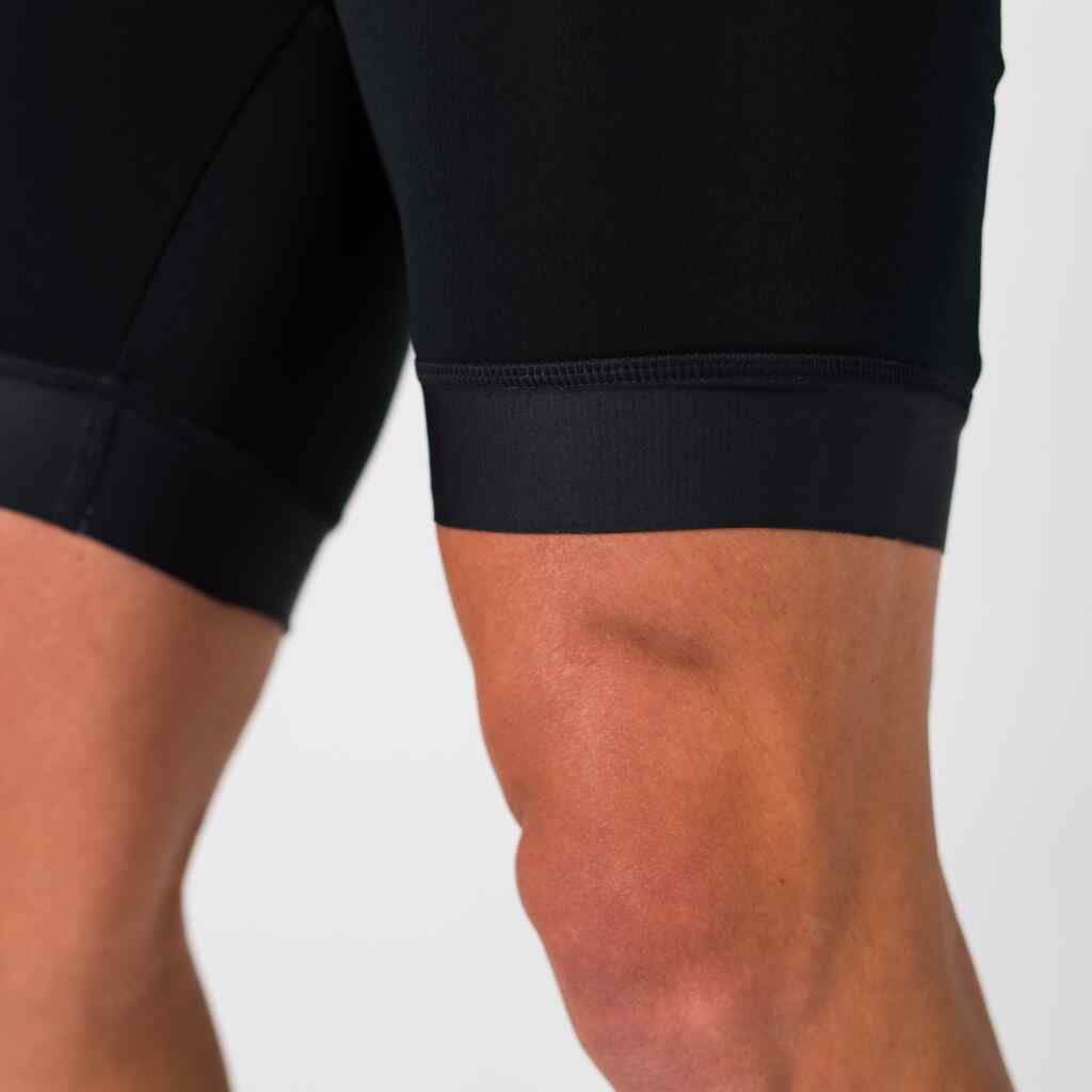 Men's Winter Cycling Bibs - On Body Leg View #color_black