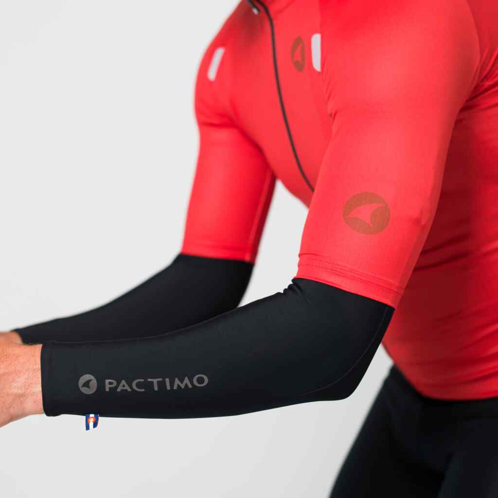 Water Repelling Cycling Arm Warmers - On Body Left Side View