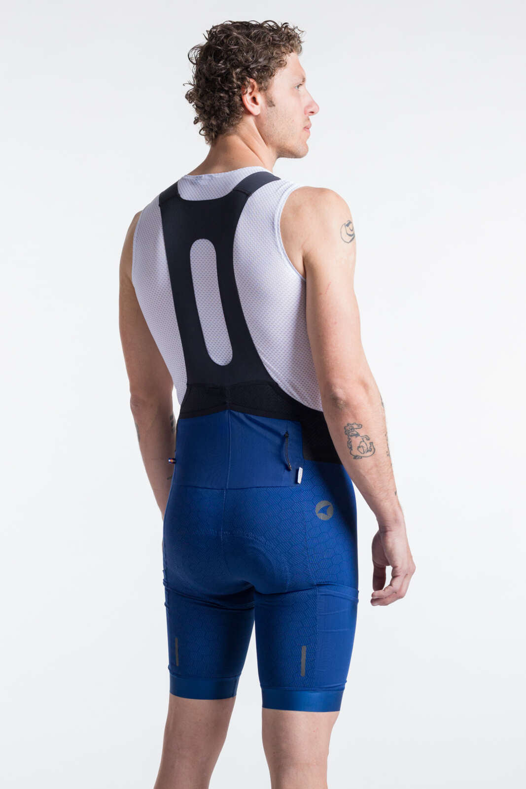 Men's Navy Blue "12-hour" Cargo Bib Shorts - Back View