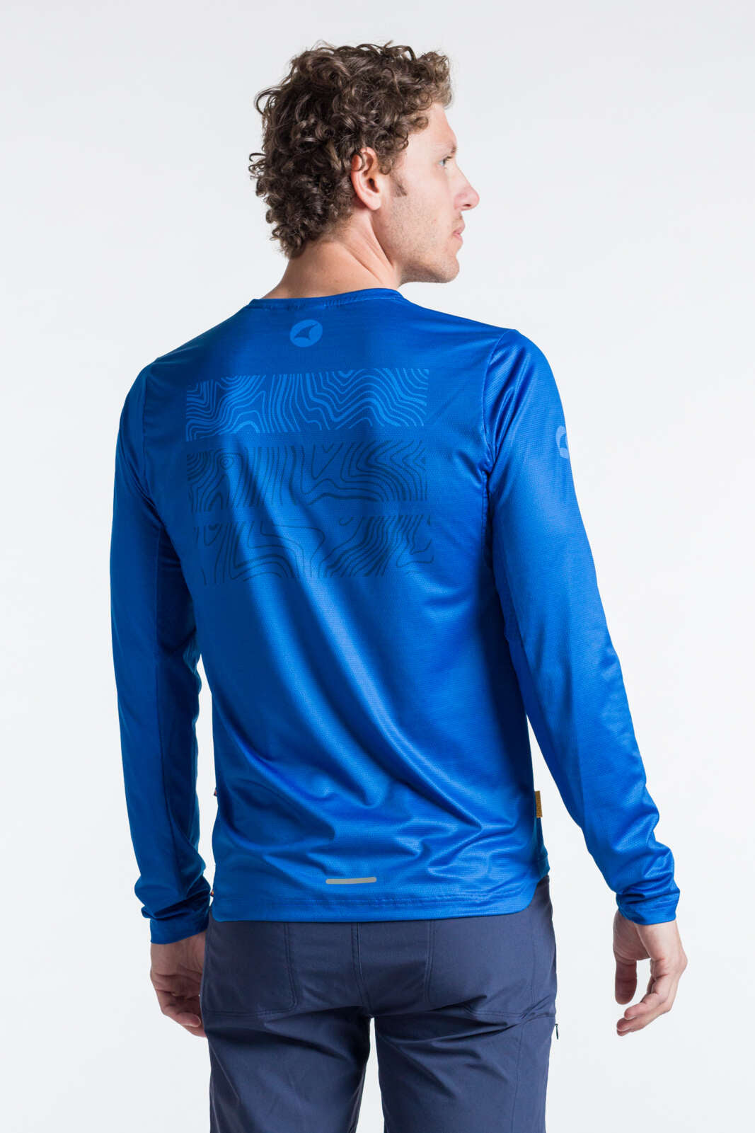 Men's Blue Long Sleeve MTB Jersey - Range Trail Back View