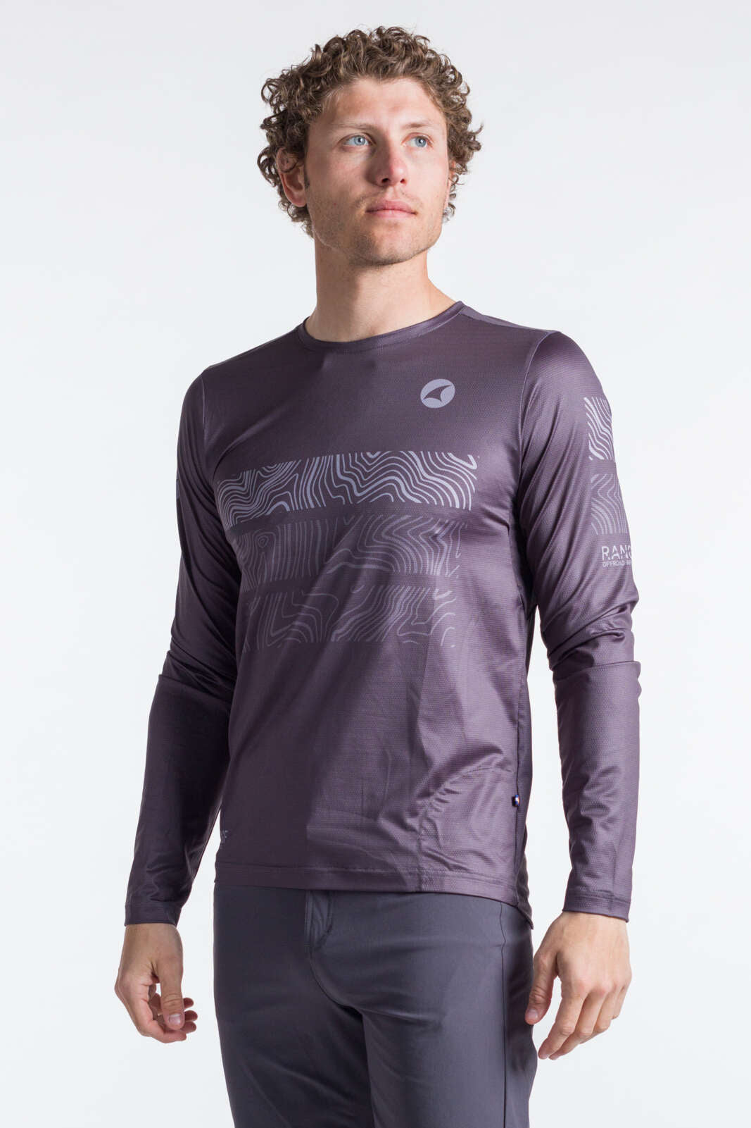 Men's Charcoal Long Sleeve MTB Jersey - Range Trail Front View