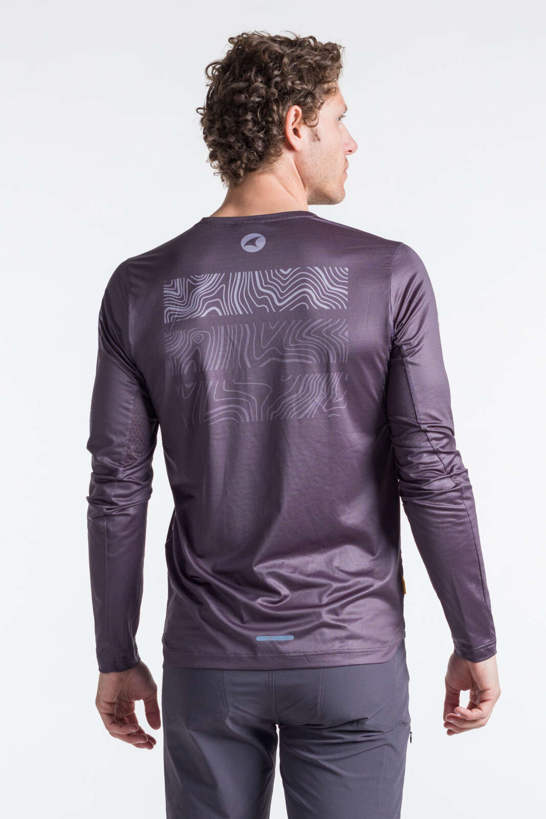 Men's Charcoal Long Sleeve MTB Jersey - Range Trail Back View