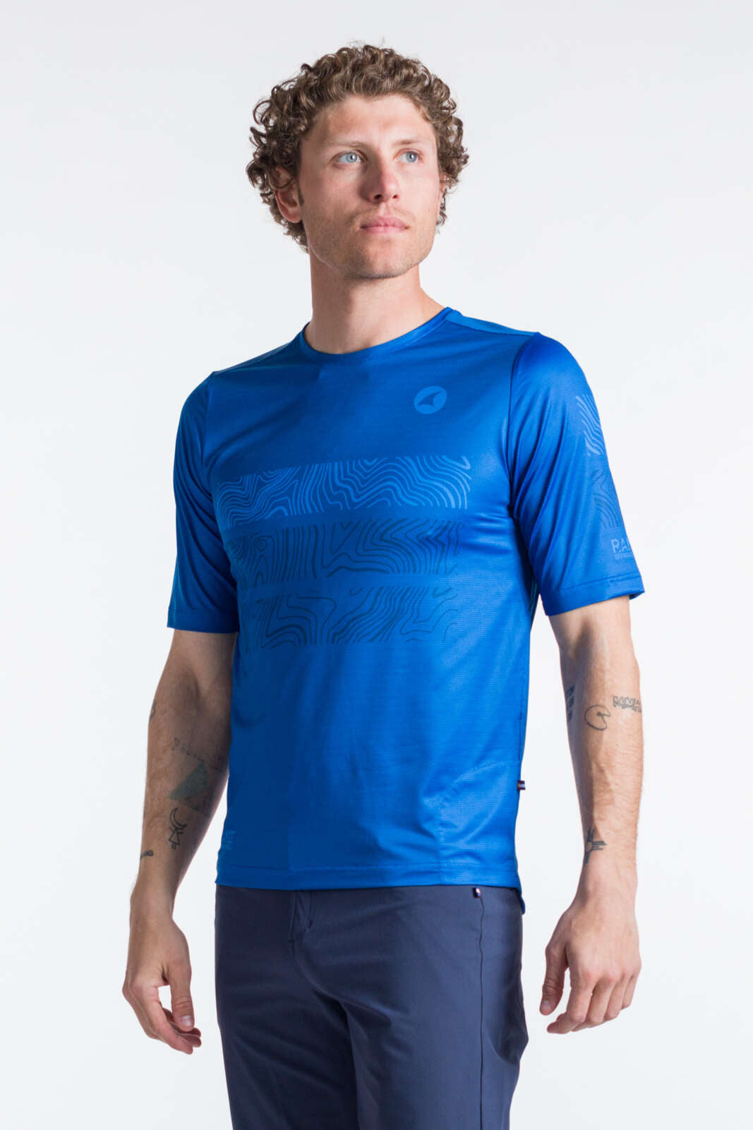 Men's Blue MTB Jersey - Range Trail Front View