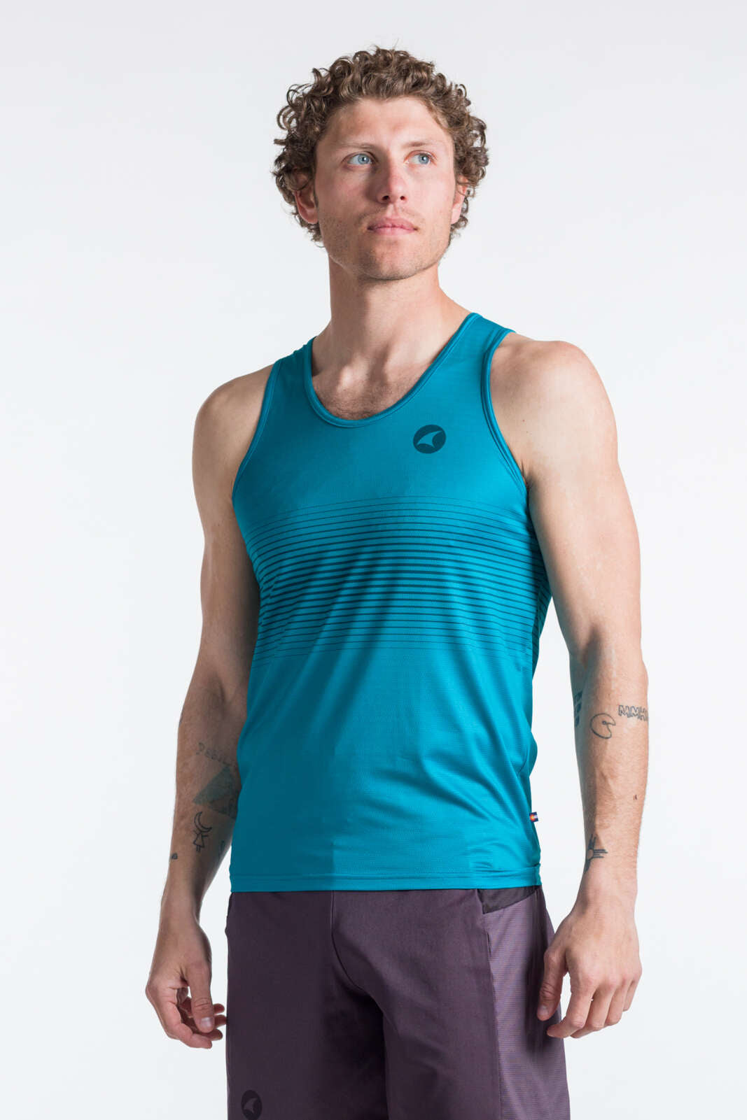 Men's Teal Running Singlet - Front View