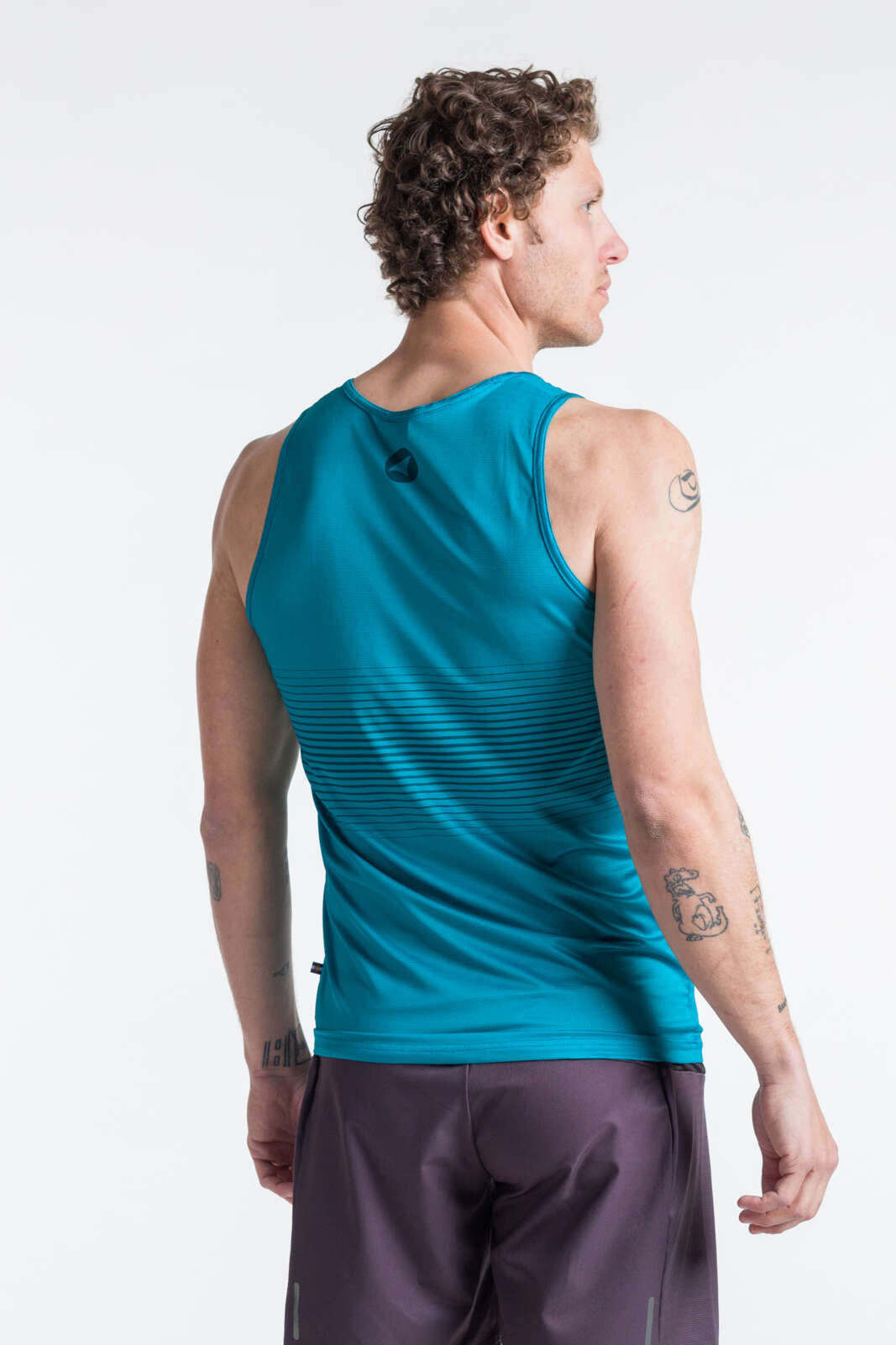 Men's Teal Running Singlet - Back View