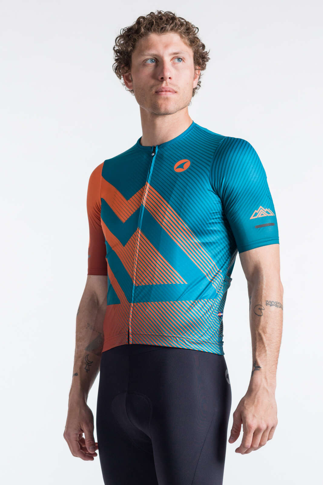 Men's Best Cycling Jersey - Summit Pitch Teal & Orange Front View