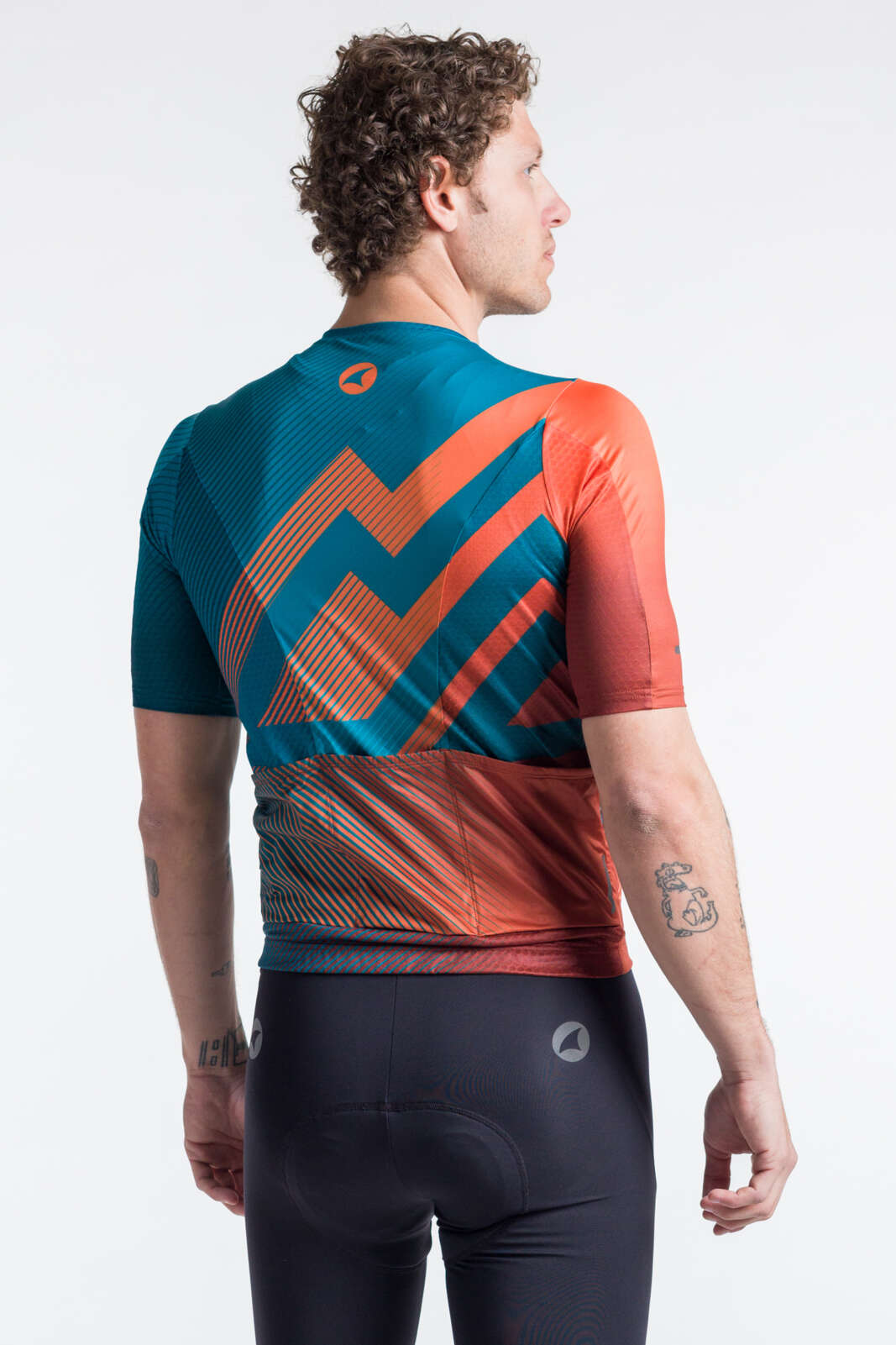 Men's Best Cycling Jersey - Summit Pitch Teal & Orange Back View