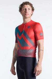Men's Red Cycling Jersey - Summit Front View