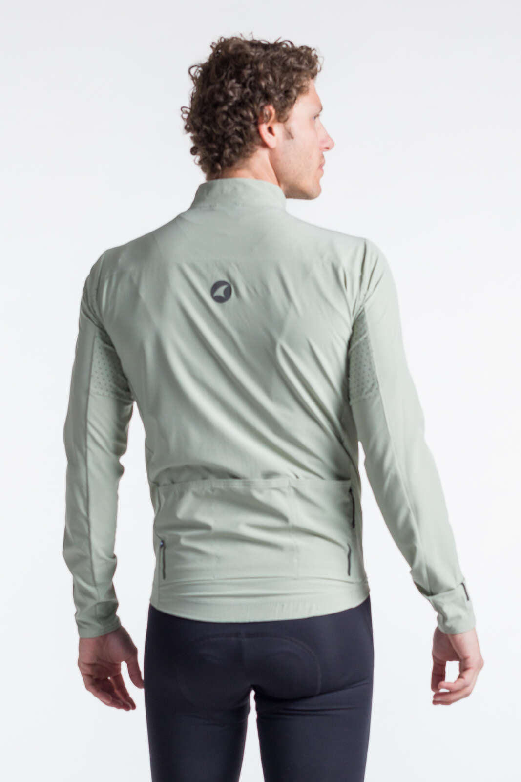 Men's Sage Green Packable Cycling Jacket - Summit Shell Back View