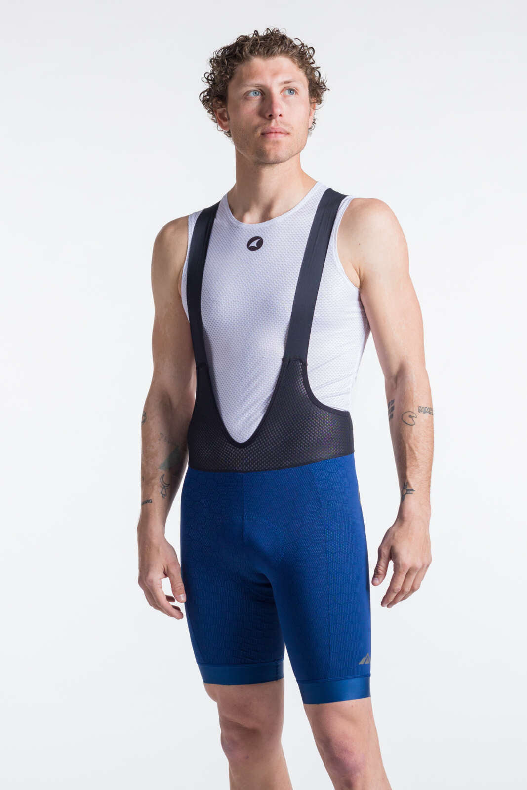 Men's Navy Blue 12-Hour Cycling Bibs - Summit Stratos Front View