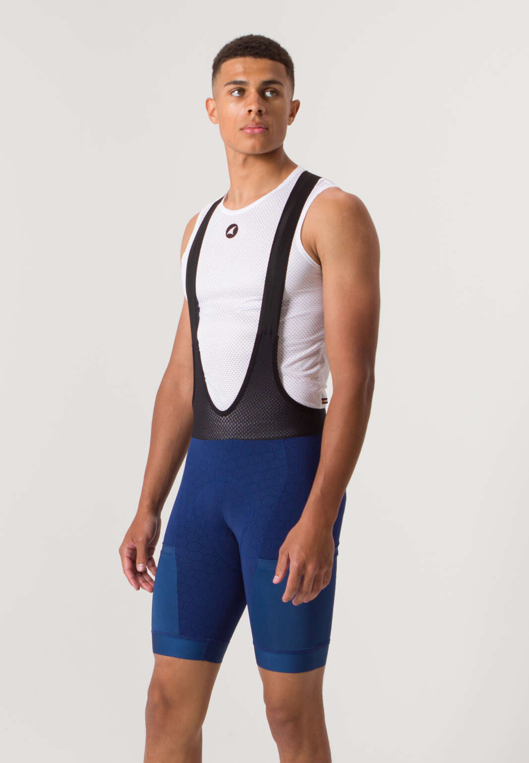 Men's Navy Blue 12-Hour Cycling Bibs - Summit Stratos Front View