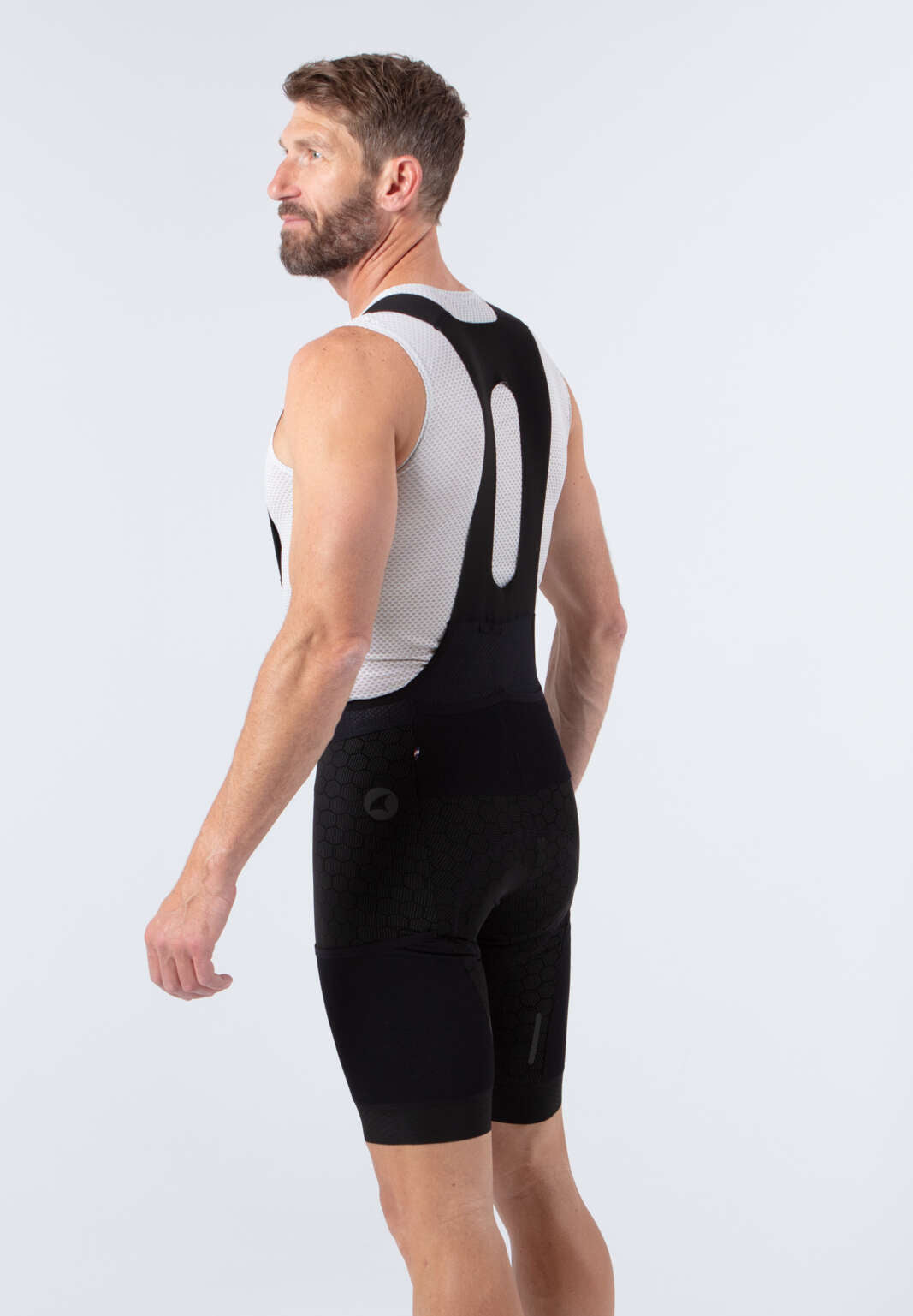Men's Black 12-Hour Cycling Bibs - Summit Stratos Side View