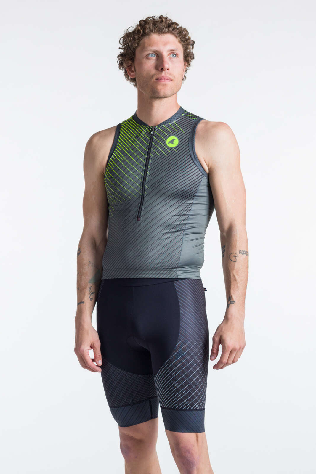 Men's Black Triathlon Shorts - Front View