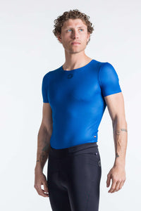 Men's Blue Mesh Cycling Base Layer - Front View