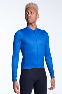 Men's Blue Aero Long Sleeve Cycling Jersey - Front View