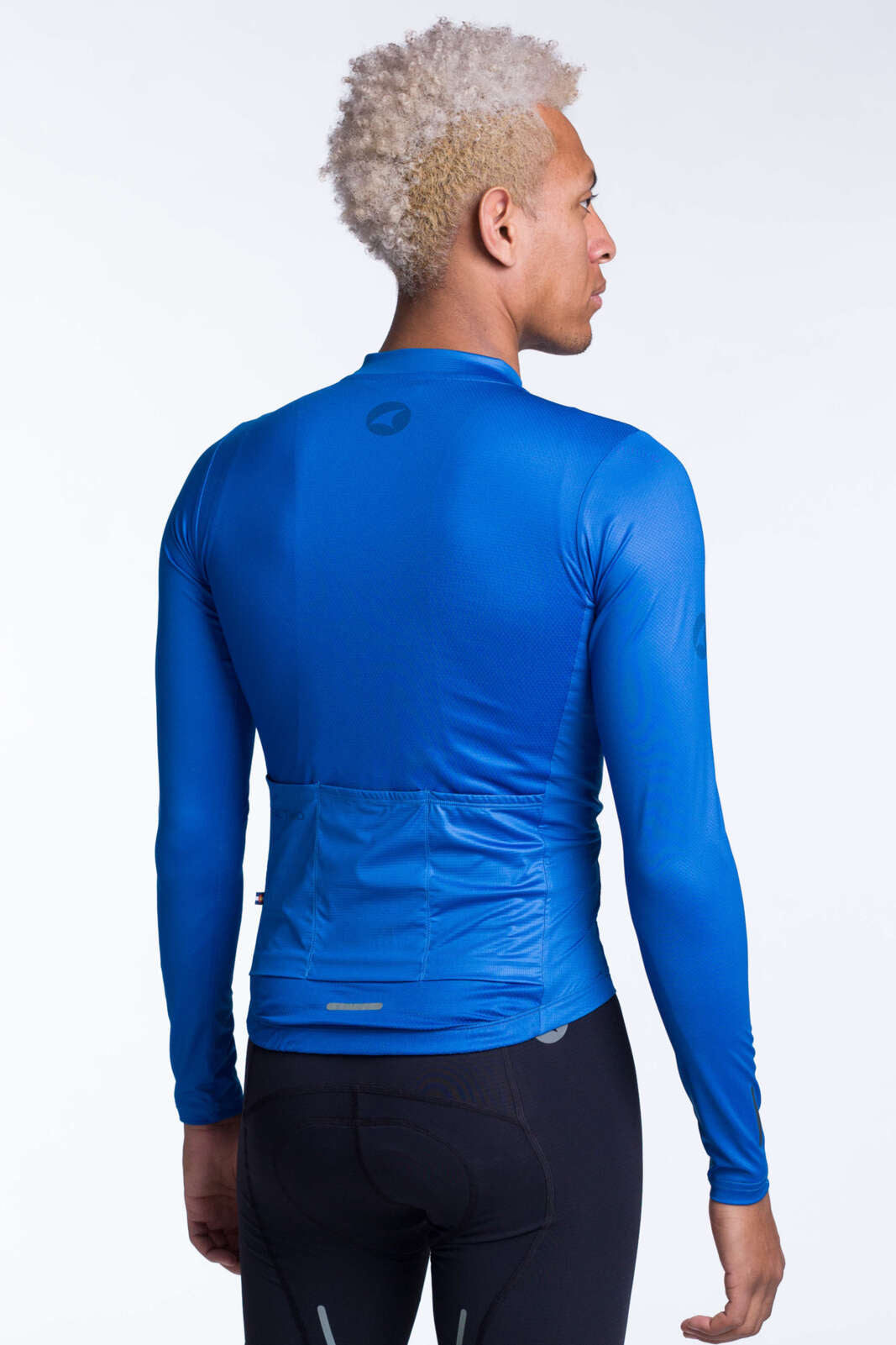 Men's Blue Aero Long Sleeve Cycling Jersey - Back View