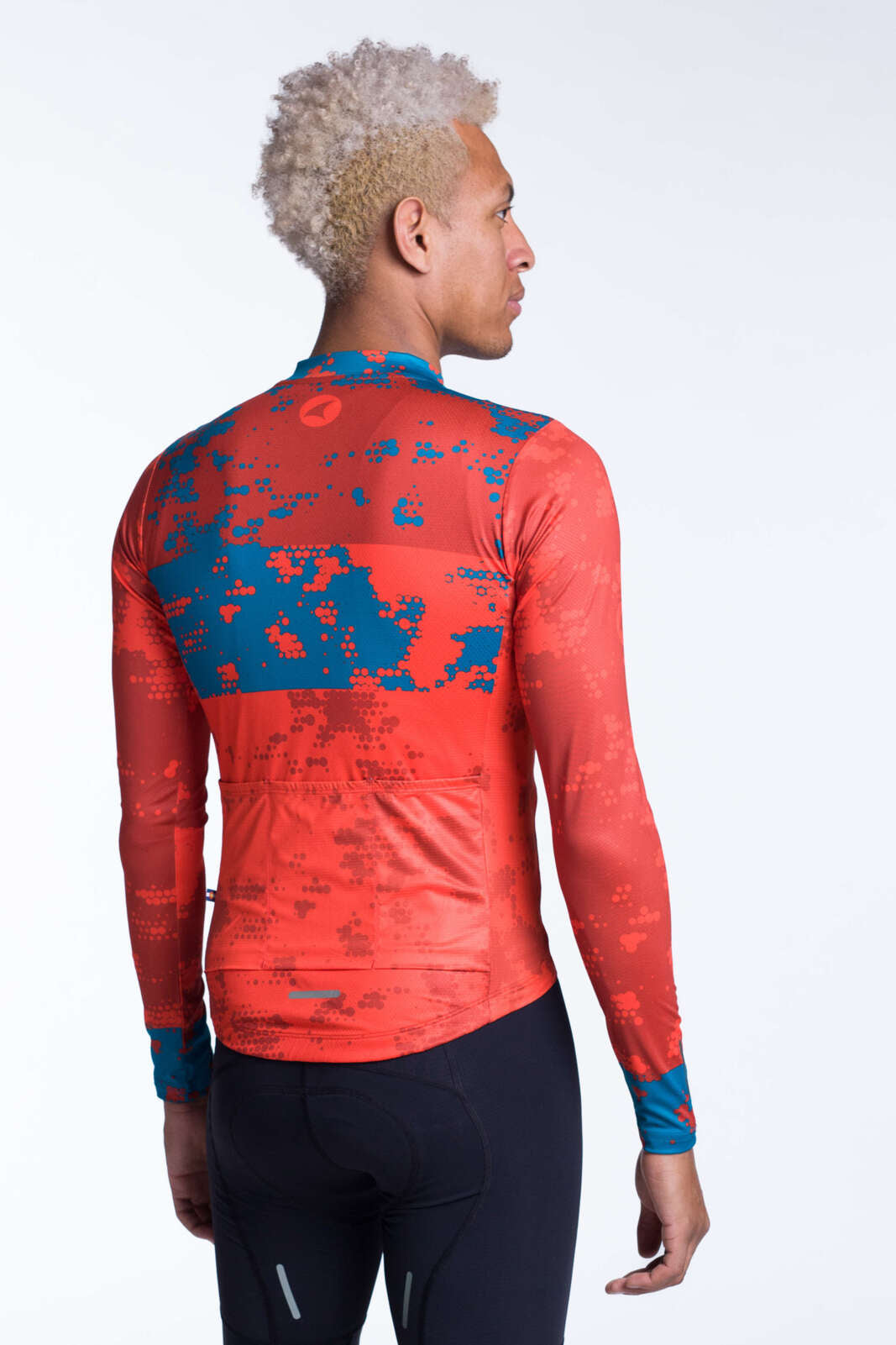 Men's Red Aero Long Sleeve Cycling Jersey - Ascent Disperse Back View