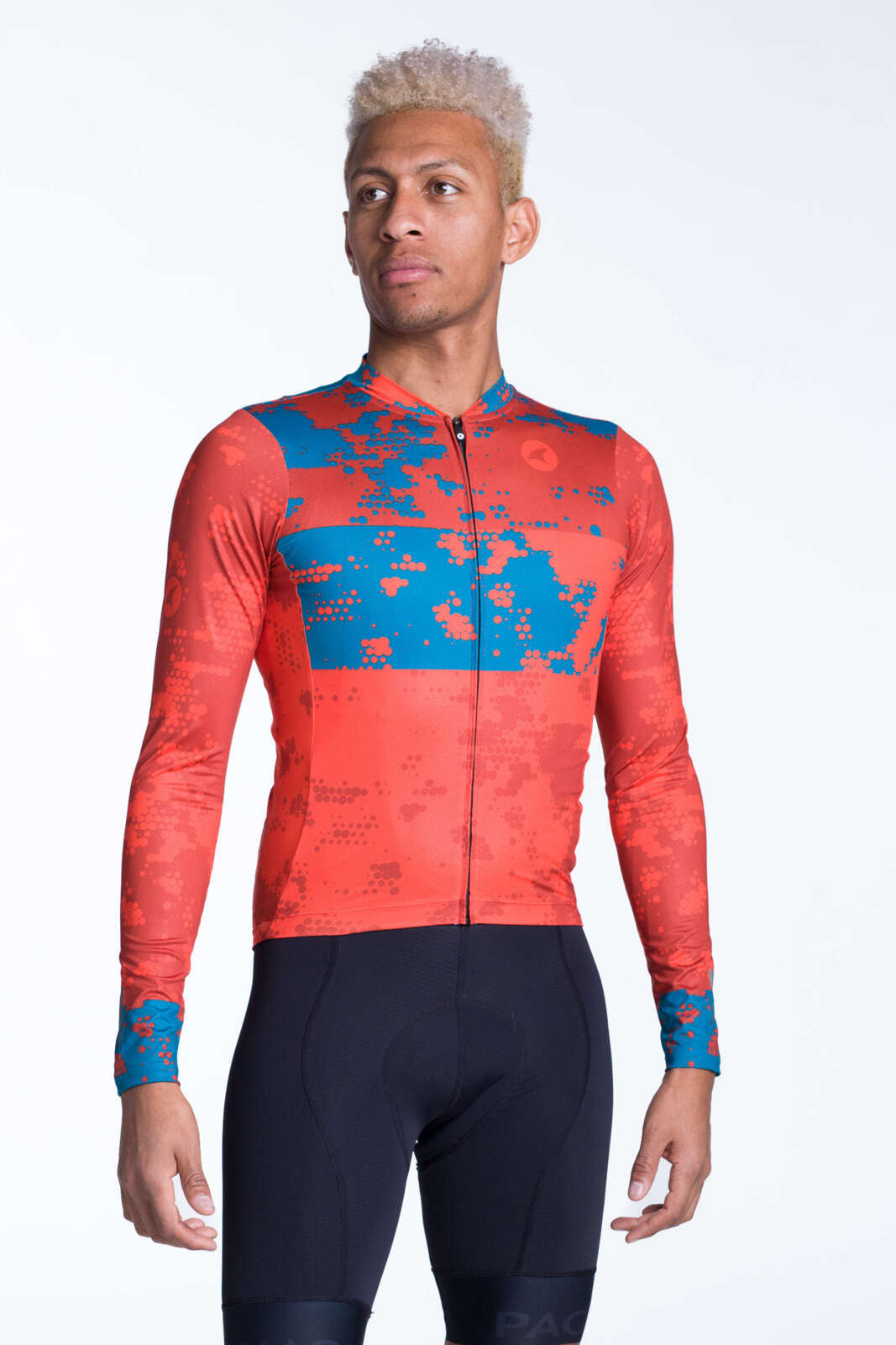 Men's Red Aero Long Sleeve Cycling Jersey - Ascent Disperse Front View