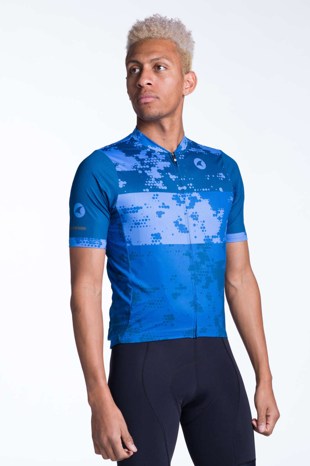 Men's Blue Bike Jersey - Ascent Disperse Front View