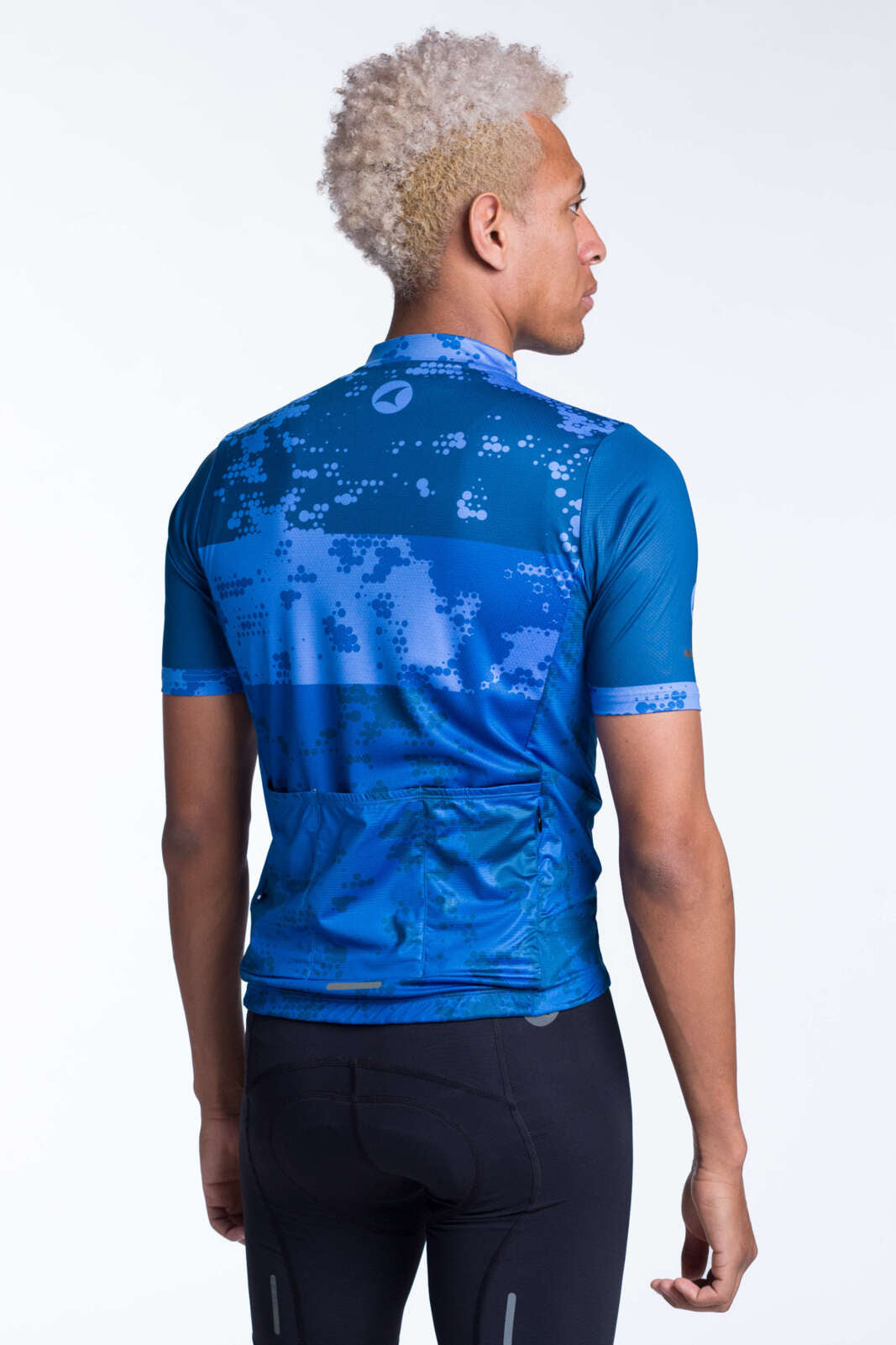Men's Blue Bike Jersey - Ascent Disperse Back View