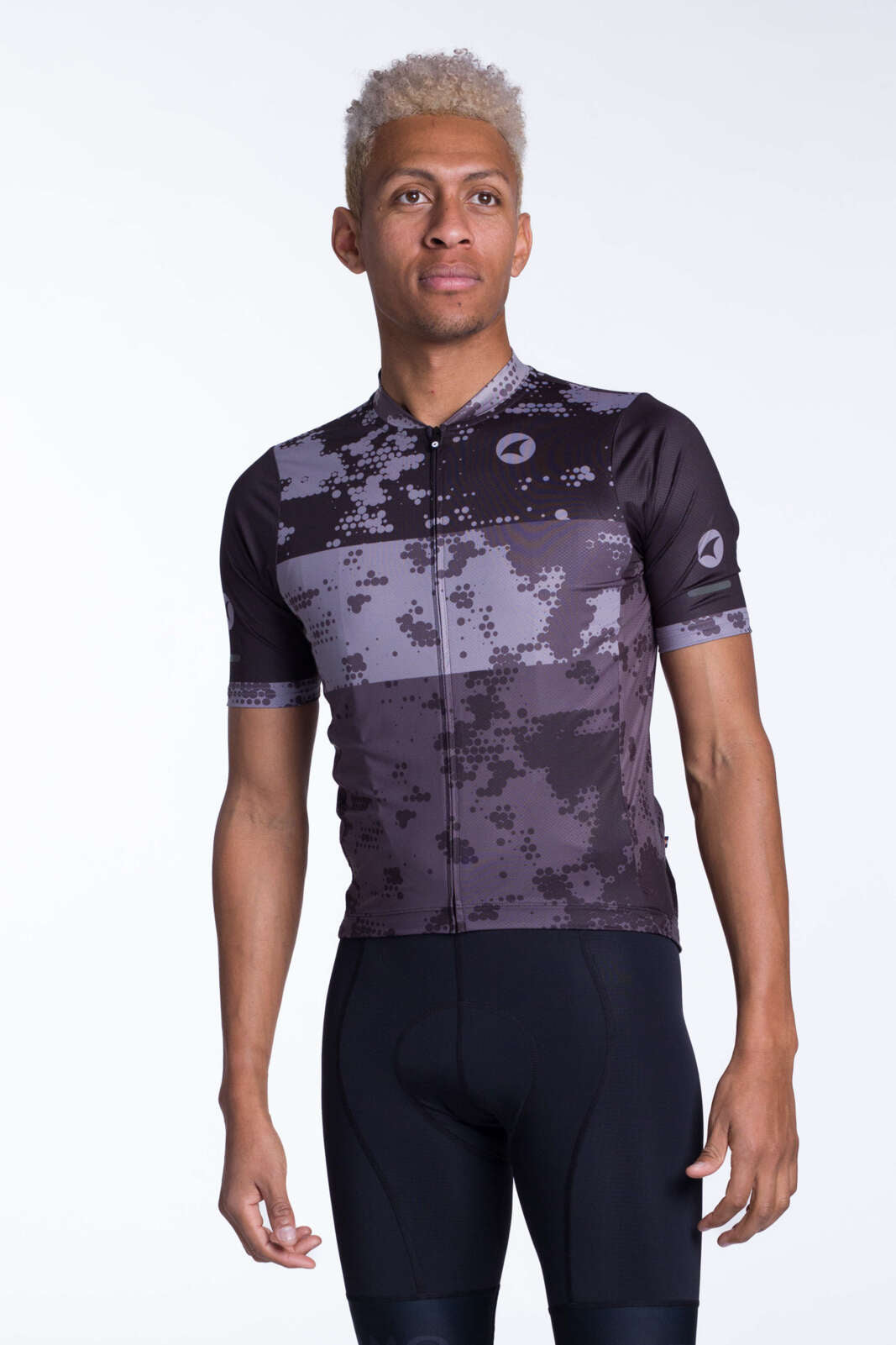 Men's Black Bike Jersey - Ascent Disperse Front View