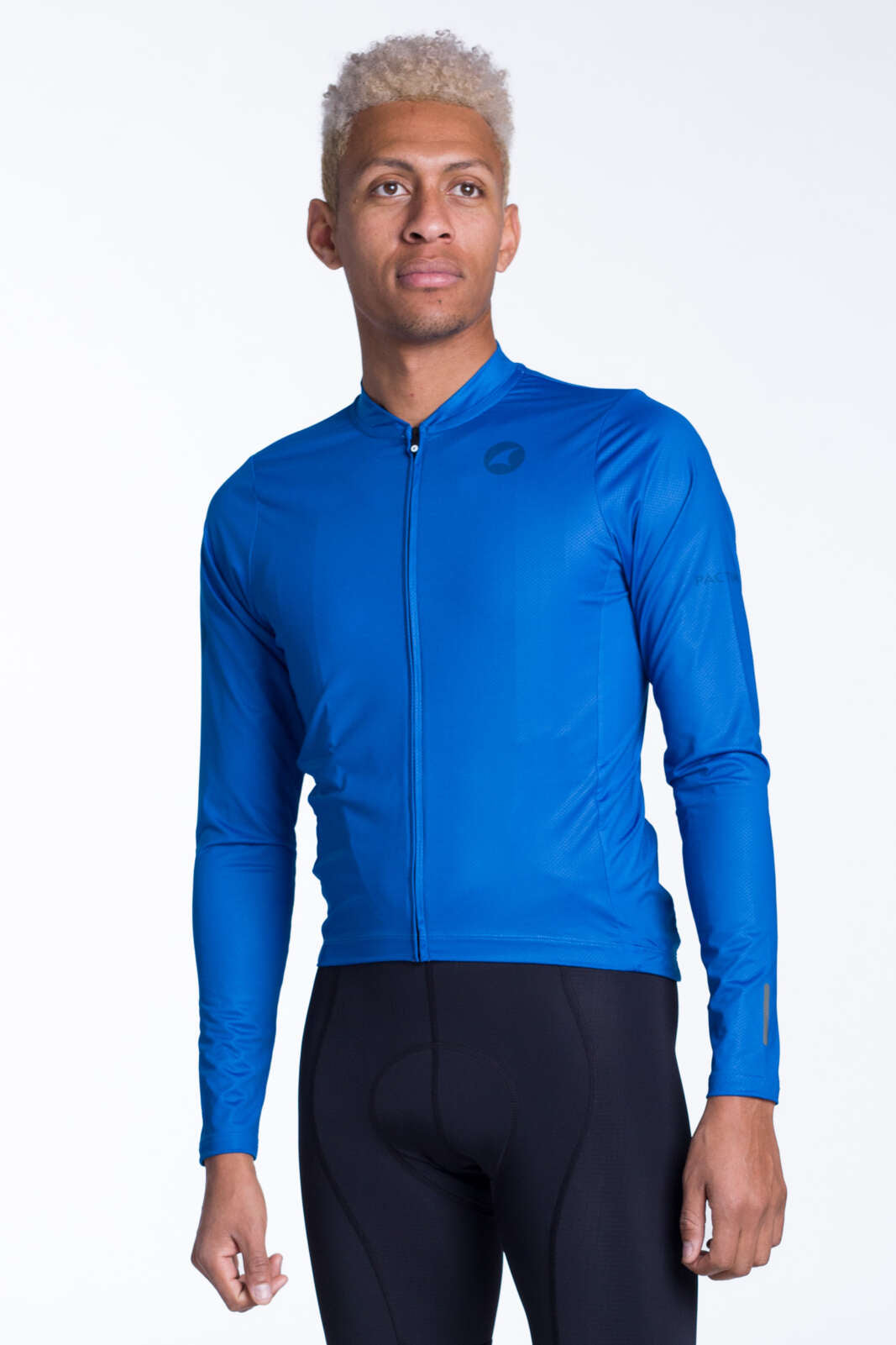 Men's Blue Long Sleeve Cycling Jersey - Ascent Front View