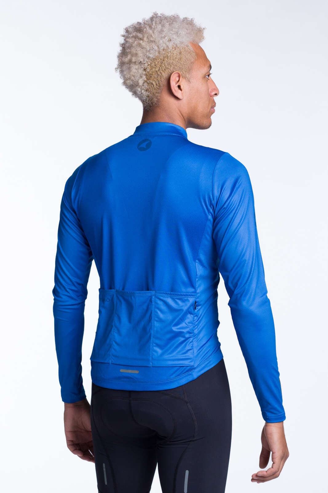 Men's Blue Long Sleeve Cycling Jersey - Ascent Back View