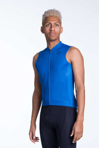 Men's Blue Sleeveless Cycling Jersey - Front View