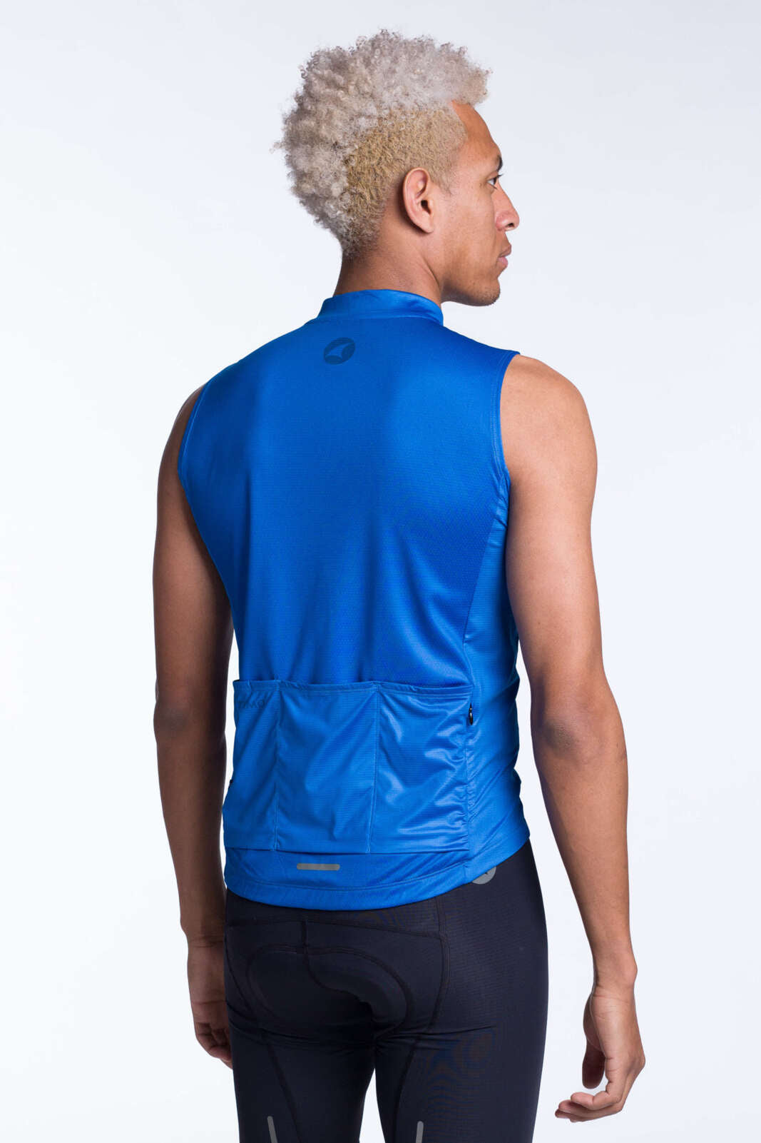 Men's Blue Sleeveless Cycling Jersey - Back View