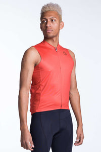 Men's Red Sleeveless Cycling Jersey - Front View