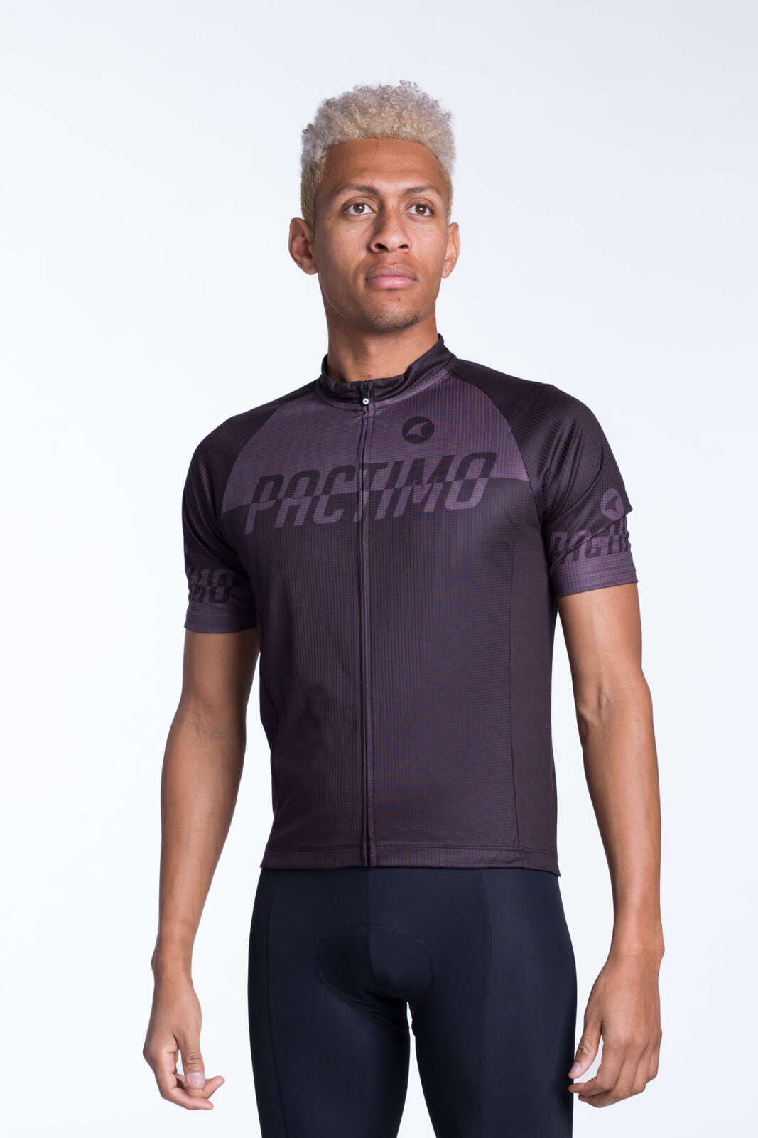 Men's Black Loose Fit Cycling Jersey - Front View