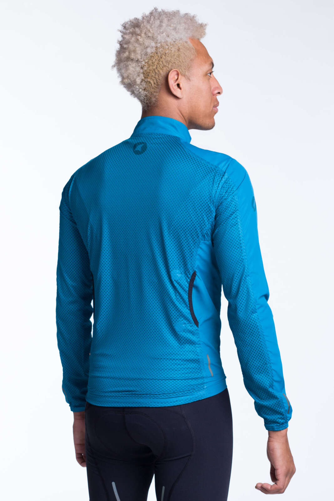 Men's Teal Packable Cycling Wind Jacket  - Back View