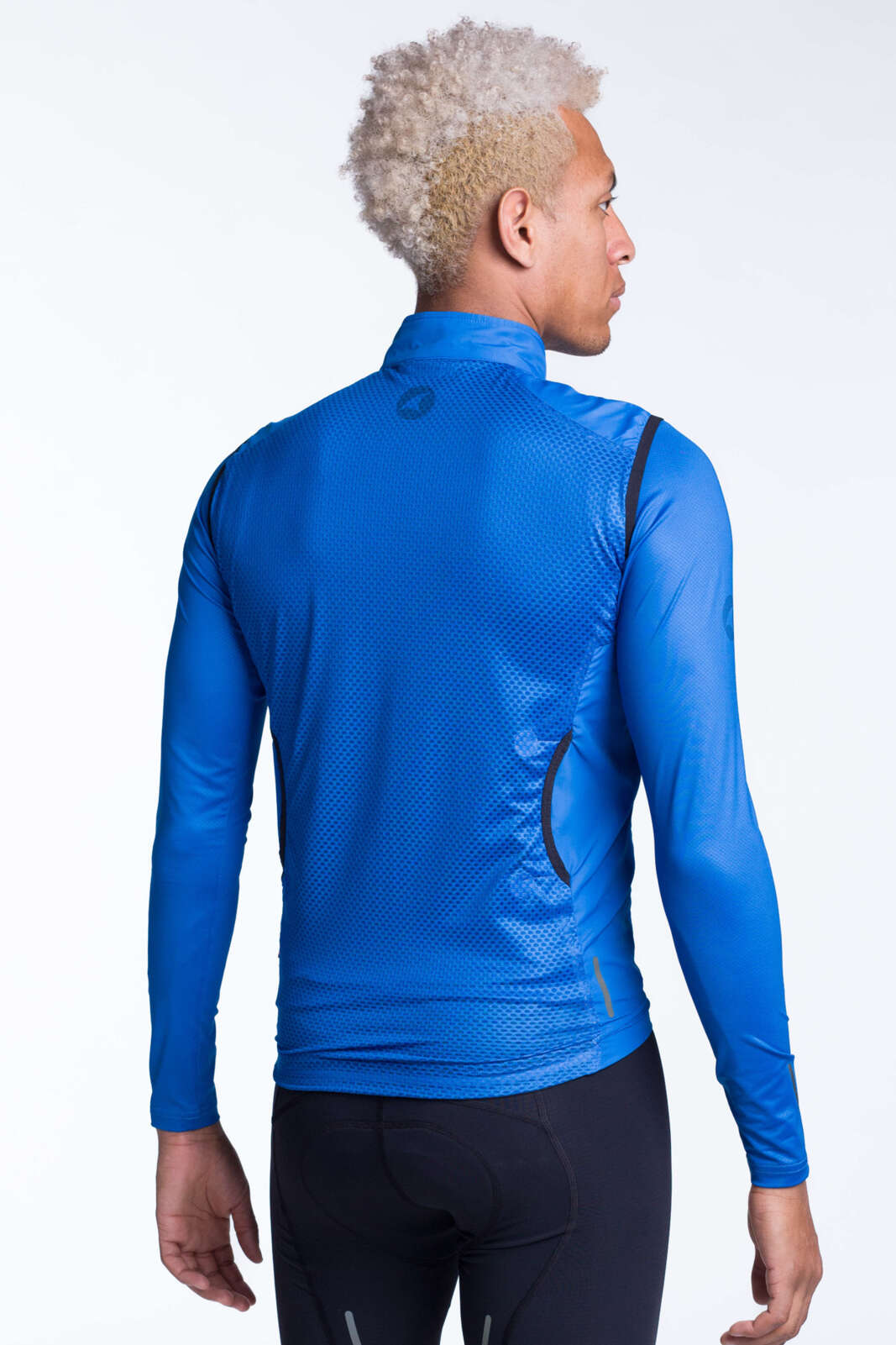 Men's Blue Packable Cycling Wind Vest - Back View