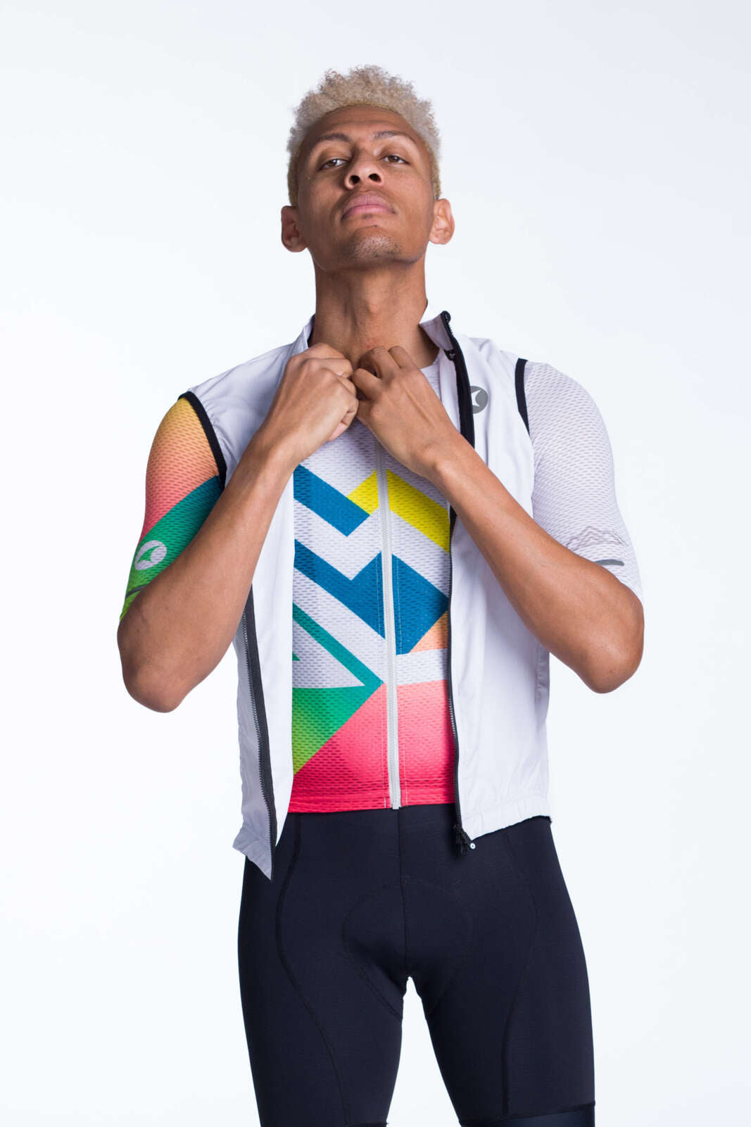 Men's White Packable Cycling Wind Vest