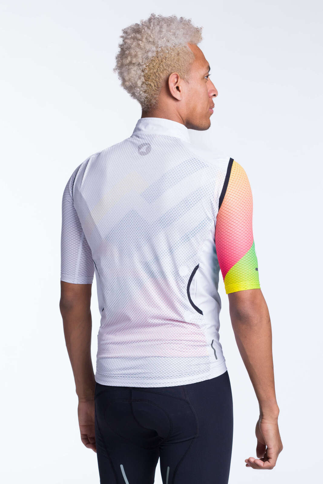 Men's White Packable Cycling Wind Vest - Back View